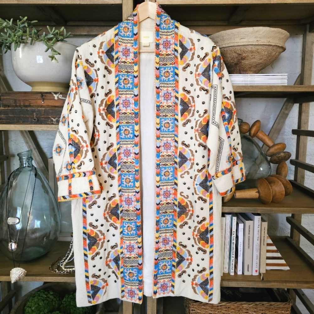 Anthropologie Maeve Dala Embroidered Jacket Size M Bohemian Maximalist Statement - Picture 15 of 15